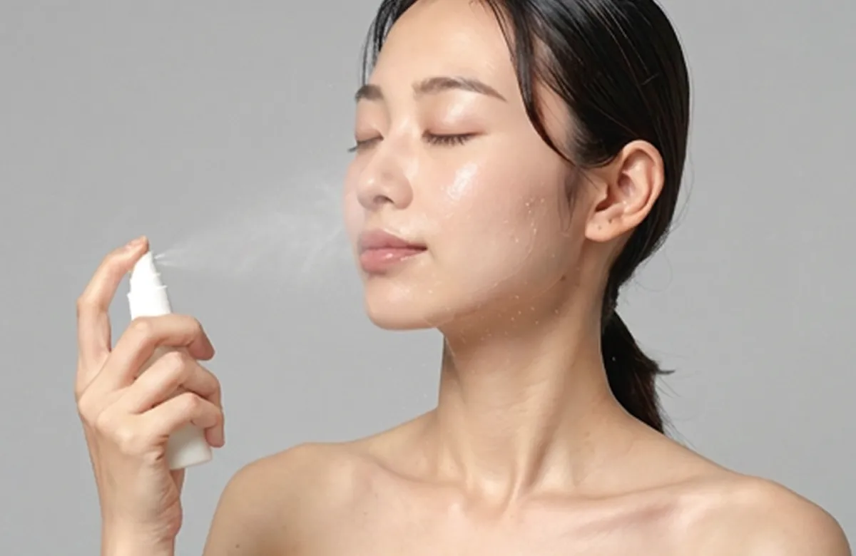 肌を軽く湿らせる様子